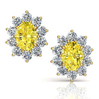 Orecchini Elisabeth con zaffiro giallo ovale e diamanti tondi 1.00 carati Orecchini Elisabeth con zaffiri gialli ovale e diamanti tondi DCGEMMES