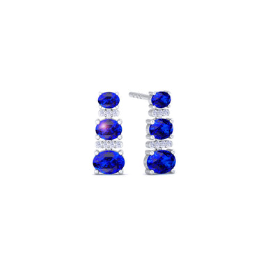 Boucles d'oreilles saphirs ovales et diamants ronds 0.93 carat Heloise Or Blanc 18 carats
