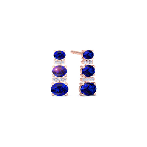 Heloise oval sapphire and round diamond 0.93 carat earrings Heloise oval sapphire and round diamond earrings DCGEMMES 18 carat Rose Gold