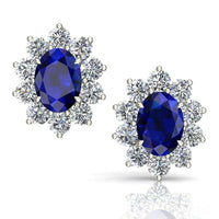 Orecchini Elisabeth zaffiro ovale e diamanti tondi 2.40 carati Orecchini Elisabeth zaffiri ovale e diamanti tondi DCGEMMES