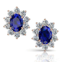 Orecchini Elisabeth zaffiro ovale e diamanti tondi 2.40 carati Orecchini Elisabeth zaffiri ovale e diamanti tondi DCGEMMES