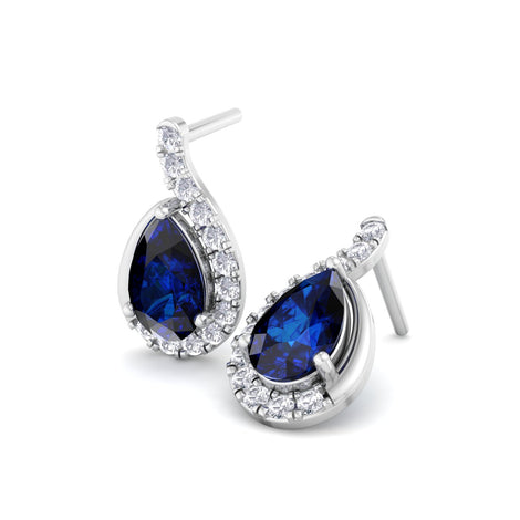Stella 0.70 carat pear sapphire and round diamond earrings Stella pear sapphire and round diamond earrings DCGEMMES