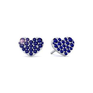 Boucles d'oreilles saphirs ronds 0.67 carat Coraline Or Blanc 18 carats