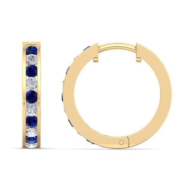 Boucles d'oreilles saphirs ronds et diamants ronds 0.50 carat Alessia A / SI / Or Jaune 18 carats