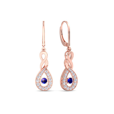 Boucles d'oreilles saphirs ronds et diamants ronds 0.70 carat Rosa A / SI / Or Blanc 18 carats