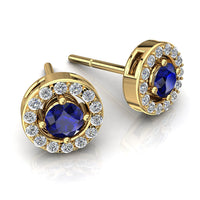 Giulia round sapphires and round diamonds 1.30 carat round earrings Giulia round sapphires and round diamonds earrings DCGEMMES