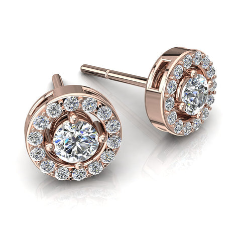 Giulia round sapphires and round diamonds 1.30 carat round earrings Giulia round sapphires and round diamonds earrings DCGEMMES