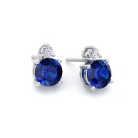 1.75 carat Pia round sapphires and round diamonds earrings Pia round sapphires and round diamonds earrings DCGEMMES