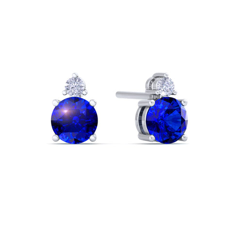 Pia 1.75 carat round sapphires and round diamonds earrings Pia round sapphires and round diamonds earrings DCGEMMES A SI 18k White Gold