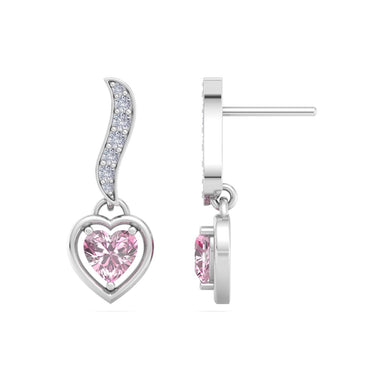 Orecchini Kiara con cuore in zaffiro rosa da 0.54 carati e diamanti tondi