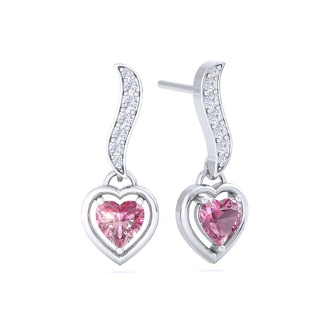 Kiara pink sapphire heart and round diamond earrings 1.34 carat Kiara pink sapphire heart and round diamond earrings DCGEMMES A SI 18K White Gold