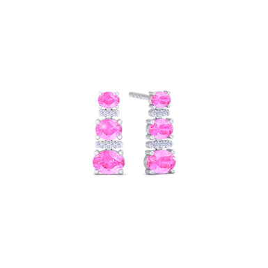 Orecchini ovali in zaffiro rosa Heloise Platine e diamanti rotondi da 1.00 carati
