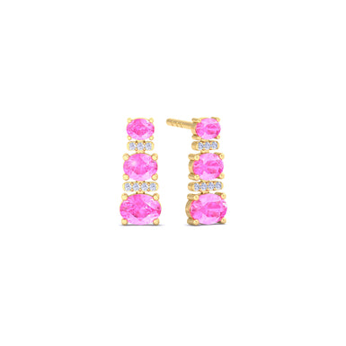 Orecchini Heloise in oro giallo 1.00 carati con zaffiro rosa ovale e diamanti tondi da 18 carati