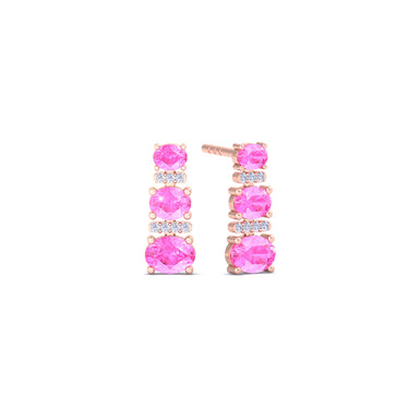 Orecchini Heloise in oro rosa 1.00 carati con zaffiro rosa ovale e diamanti rotondi da 18 carati