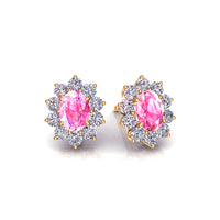 Orecchini Elisabeth con zaffiro rosa ovale e diamante tondo 1.90 carati Orecchini Elisabeth con zaffiro rosa ovale e diamante tondo DCGEMMES A SI Oro Giallo 18k