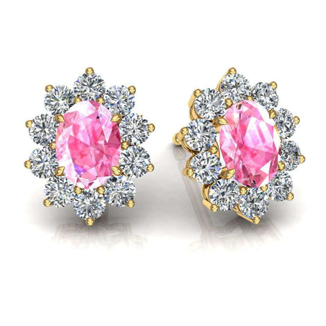 Orecchini Elisabeth con zaffiro rosa ovale e diamanti tondi 1.90 carati Orecchini Elisabeth con zaffiri rosa ovale e diamanti tondi DCGEMMES