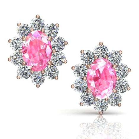 Orecchini Elisabeth con zaffiro rosa ovale e diamanti tondi 2.40 carati Orecchini Elisabeth con zaffiri rosa ovale e diamanti tondi DCGEMMES