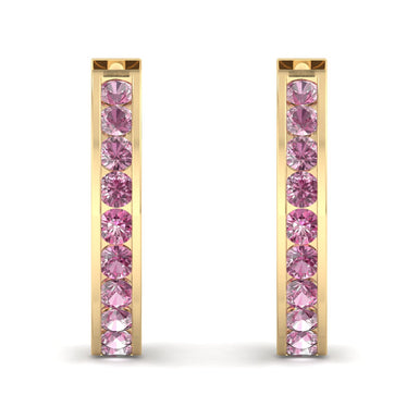Boucles d'oreilles saphirs roses ronds 0.50 carat Alessia A / SI / Or Jaune 18 carats