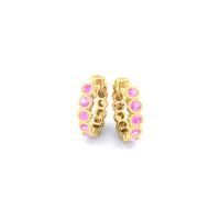 Linda 0.50 carat round pink sapphire earrings Linda round pink sapphire earrings DCGEMMES 18 carat Yellow Gold