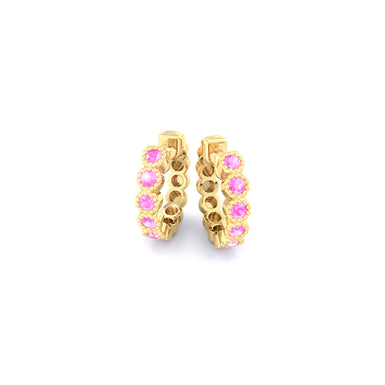 Linda orecchini tondi in oro giallo 0.50 carati con zaffiro rosa da 18 carati