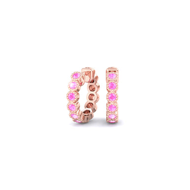 Linda orecchini tondi in oro rosa 0.50 carati con zaffiro rosa da 18 carati