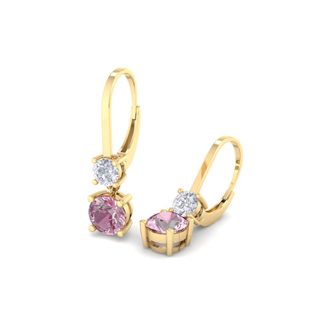 Perla 0.50 carat round pink sapphire and round diamond earrings Perla round pink sapphire and round diamond earrings DCGEMMES