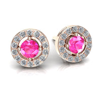 Giulia 0.70 carat round pink sapphires and round diamonds earrings Giulia round pink sapphires and round diamonds earrings DCGEMMES A SI 18k Rose Gold