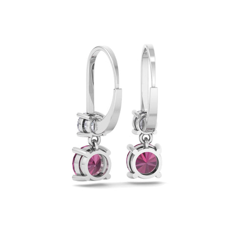 Perla 0.90 carat round pink sapphire and round diamond earrings Perla round pink sapphire and round diamond earrings DCGEMMES