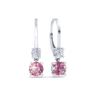 Perla round pink sapphires and round diamonds 0.90 carat earrings Perla round pink sapphires and round diamonds earrings DCGEMMES A SI 18 carat White Gold