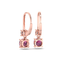 Perla 0.90 carat round pink sapphire and round diamond earrings Perla round pink sapphire and round diamond earrings DCGEMMES