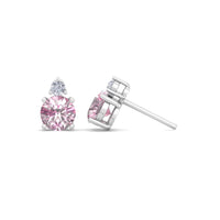 Pia 0.95 carat round pink sapphires and round diamonds earrings Pia round pink sapphires and round diamonds earrings DCGEMMES