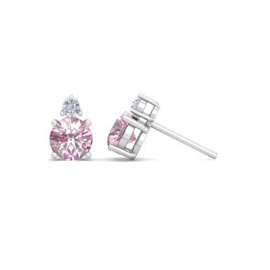 Orecchini rotondi con zaffiro rosa e diamanti rotondi Pia 0.95 carati