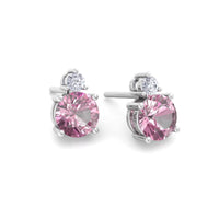 Pia Orecchini con zaffiri rosa tondi e diamanti tondi 0.95 carati Pia Orecchini con zaffiri rosa tondi e diamanti tondi Pia DCGEMMES
