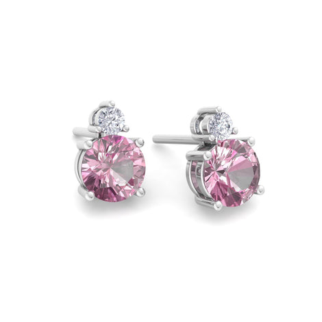 Pia 0.95 carat round pink sapphires and round diamonds earrings Pia round pink sapphires and round diamonds earrings DCGEMMES