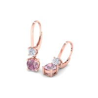 Perla 1.10 carat round pink sapphire and round diamond earrings Perla round pink sapphire and round diamond earrings DCGEMMES