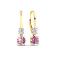Perla 1.50 carat round pink sapphire and round diamond earrings Perla round pink sapphire and round diamond earrings DCGEMMES A SI 18k Yellow Gold