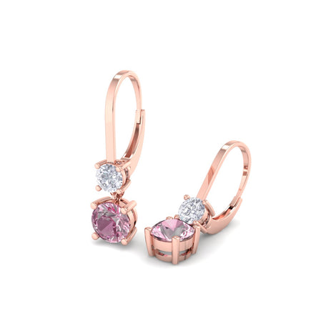Orecchini Perla con zaffiro rosa tondo e diamanti tondi 1.50 carati Orecchini Perla con zaffiro rosa tondo e diamanti tondi DCGEMMES