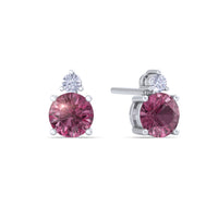 Pia round pink sapphire and round diamond 2.15 carat earrings Pia round pink sapphire and round diamond earrings DCGEMMES A SI 18k White Gold