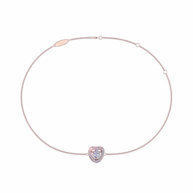 Bracelet diamant rond 0.25 carat Giulia coeur I / SI / Or Rose 18 carats