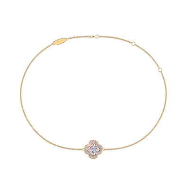 Bracelet diamant rond 0.25 carat Giulia trefle I / SI / Or Jaune 18 carats