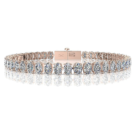 Bracelet diamants ovales 9.40 carats Marina Bracelet Marina diamants ovales DCGEMMES H VS Or Rose 18 carats