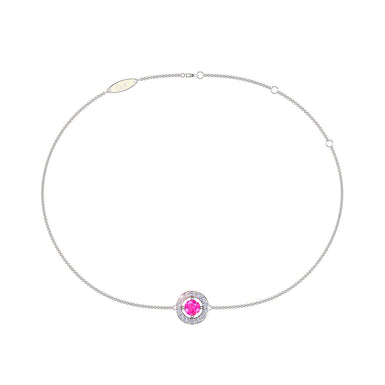 Bracelet saphir rose rond et diamants ronds 0.25 carat Giulia rond A / SI / Or Blanc 18 carats