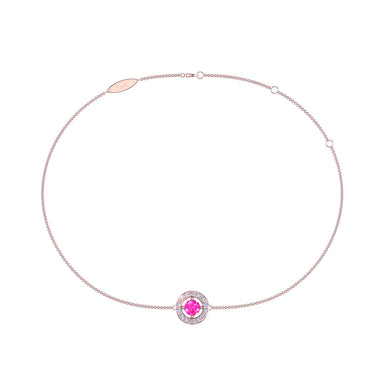 Bracelet saphir rose rond et diamants ronds 0.25 carat Giulia rond A / SI / Or Rose 18 carats