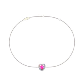 Bracelet saphir rose rond et diamants ronds 0.65 carat Giulia coeur