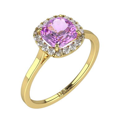 Capri 紫水晶垫形订婚戒指 1.18 克拉