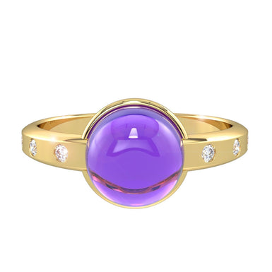 Cabotine 圆形紫水晶订婚戒指 18k 金