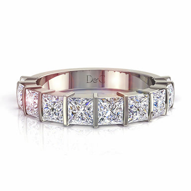 Demi-alliance 10 diamants princesses 1.60 carat Ariane I / SI / Platine