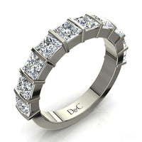 Mezza fede nuziale 10 diamanti principessa Ariane carati 1.60 Mezza fede nuziale principessa Ariane diamanti DCGEMMES
