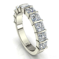 Mezza fede nuziale 10 diamanti principessa Ariane carati 1.60 Mezza fede nuziale principessa Ariane diamanti DCGEMMES