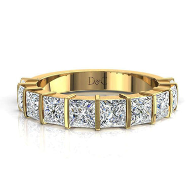 Mezza fede nuziale 10 diamanti principessa 1.60 carati Ariane I / SI / Oro giallo 18 carati